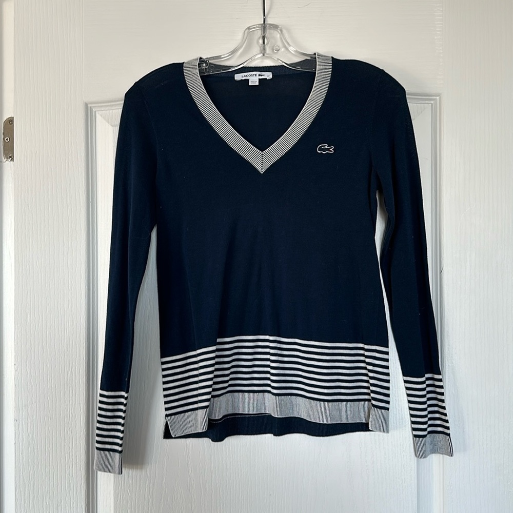 Lacoste lightweight stripe navy sailor long sleeve